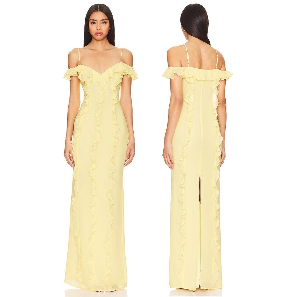 Lovers + Friends Marisol Gown Ruffle Party Wedding Guest Formal Prom Hoco XS